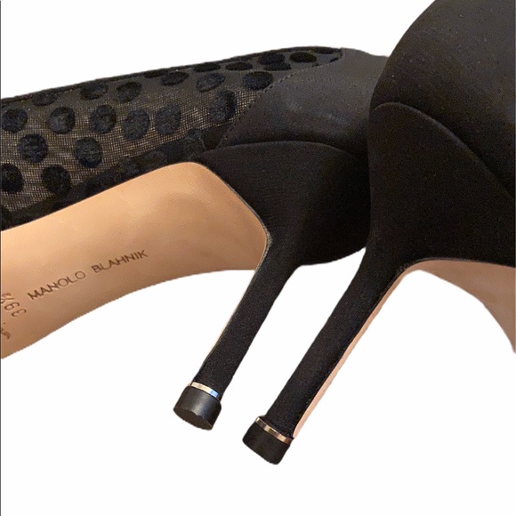 Manolo Blahnik Hangisi Polka Dot Mesh Heels Pump - Picture 7 of 10